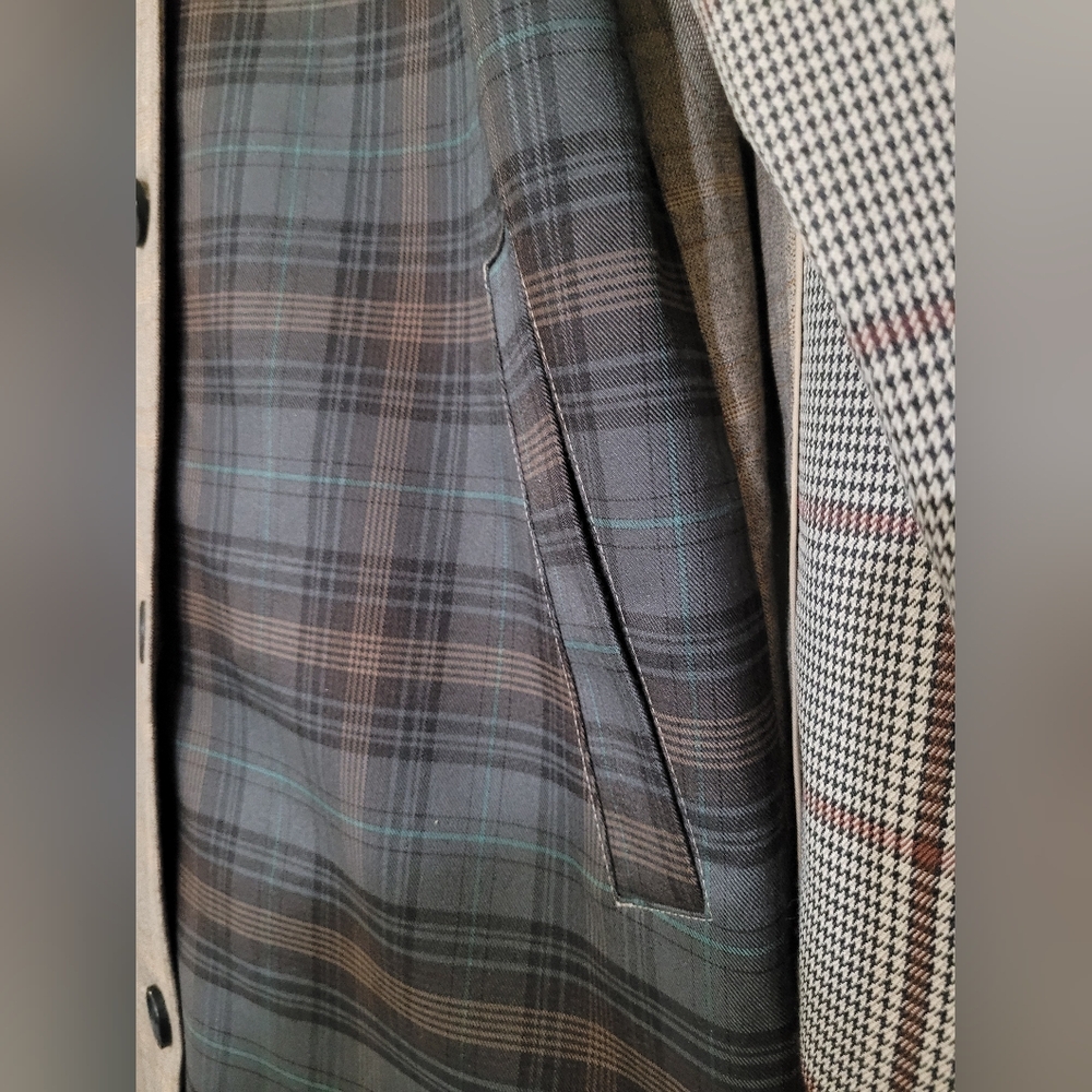 Urban Outfitters Plaid Oversize Trench Jacket in Tan and Brown Medium - Picture 11 of 13